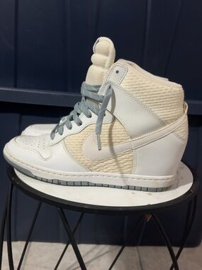 Nike Women's High-Top Wedge Sneakers in Cream and Light Gray